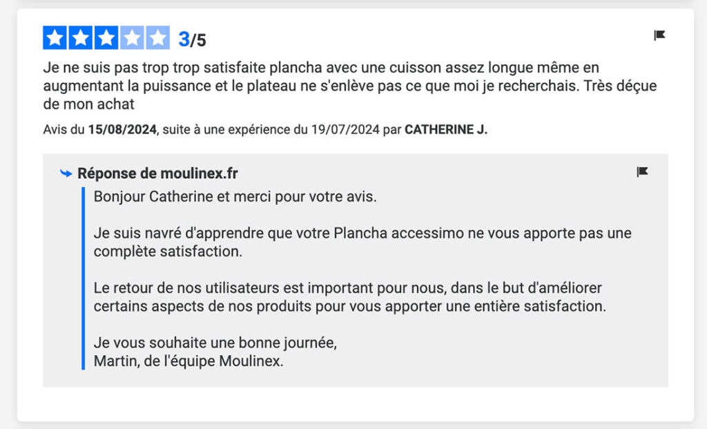 avis client - marque moulinex- avis vérifiés - présence digitale
