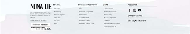 Footer sul sito Nuna Lie
