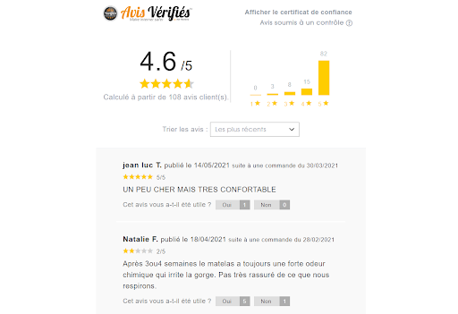 Page attestation avis vérifiés BUT